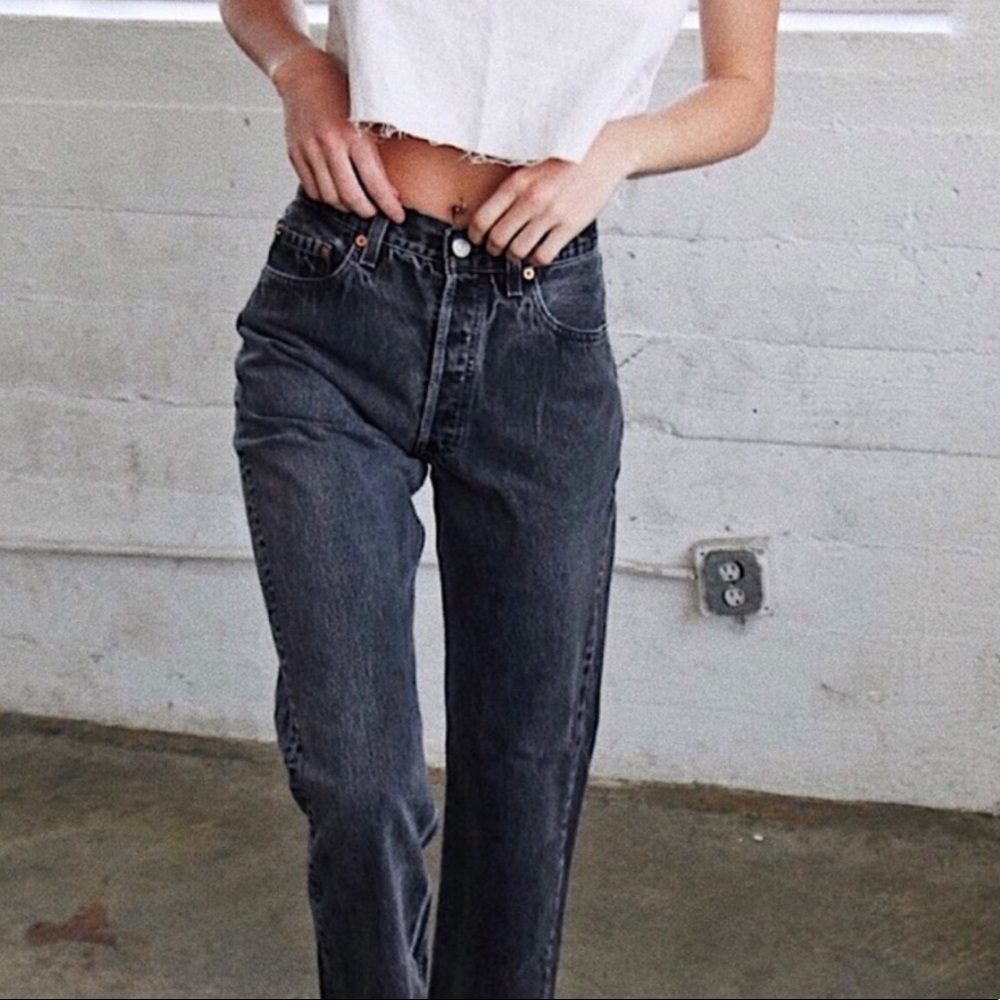 Levi’s Vintage 501 Button Fly Washed Black Rigid Jeans